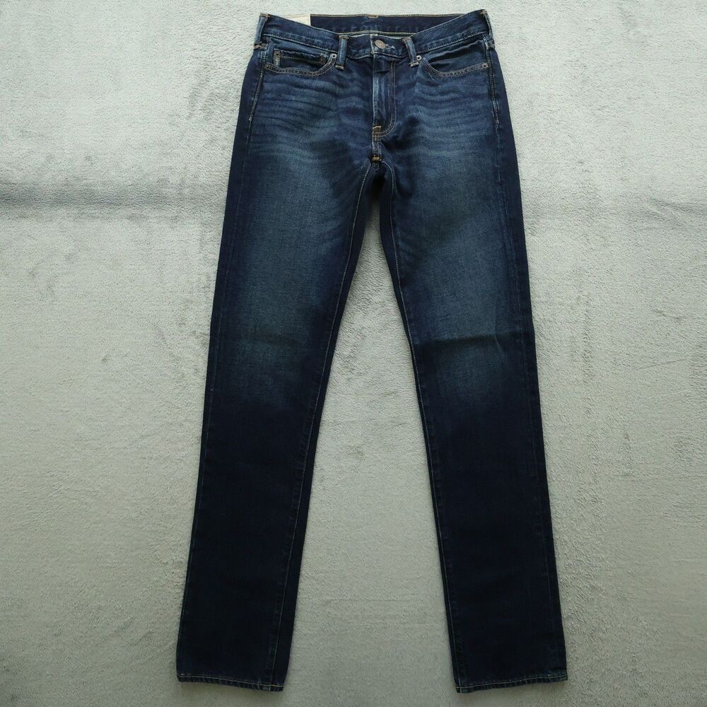 Abercrombie & Fitch Jeans Mens 30x36 Blue Straight 100% Cotton Dark Wash
